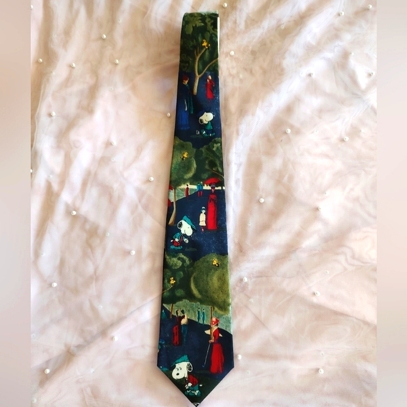 Official PEANUTS Brand SNOOPY GOLFING SILK TIE 4" Vintage - Picture 4 of 5